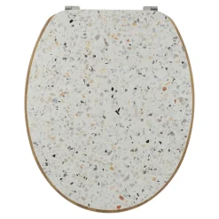 Accessoire Wc|TENDANCE Abattant WC 18 pouces façon Terrazzo Blanc