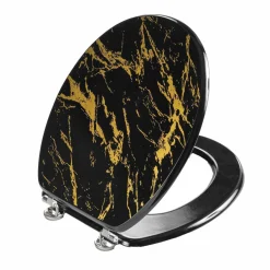 Accessoire Wc|douceur d'intu017drieur Abattant WC 18 pouces MDF effet marbre Aquamarbre Noir