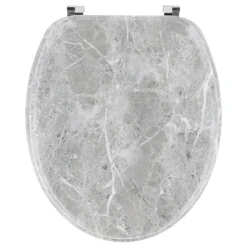 Accessoire Wc|TENDANCE Abattant WC 18 pouces MDF Façon Marbre Gris