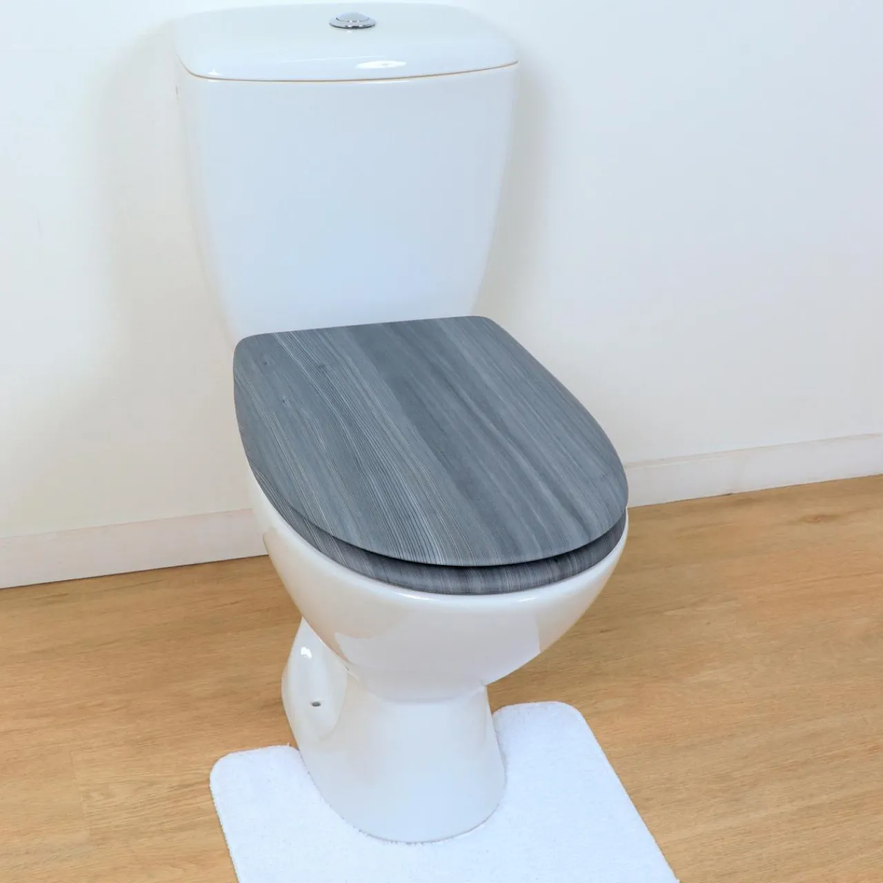 Accessoire Wc|TENDANCE Abattant WC 18 pouces MDF Façon Lambris Gris