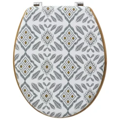 Accessoire Wc|ATMOSPHERA Abattant WC bois (36 x 42,5 cm) Hapache Multicolore Blanc