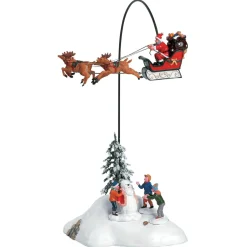 Village De Noël Lemax|LEMAX Accessoire animé (H32 cm) Le Père Noël arrive ce soir