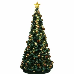 Village De Noël Lemax|LEMAX Accessoire (H24 cm) Joyeux sapin de Noël illuminé