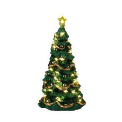 Village De Noël Lemax|LEMAX Accessoire lumineux (H12,5 cm) Sapin de Noël joyeux Blanc chaud