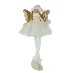 Père Noël, Animaux Et Personnage|KAEMINGK Ange de Noël jambes souples (H60 cm) Stella Crème et Or