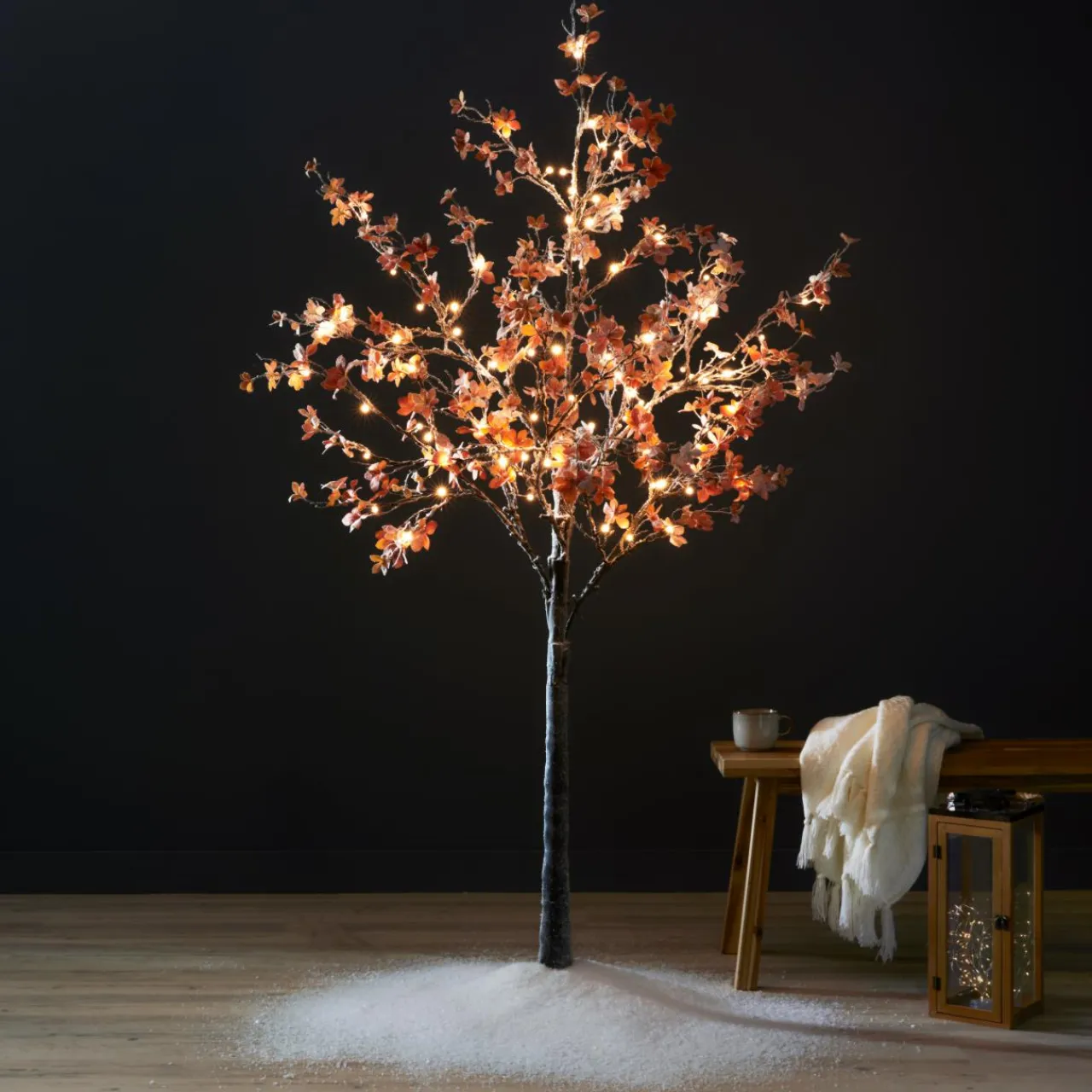 Personnage, Objet Grand Format|Arbre Lumineux|EMINZA Arbre lumineux 96 LED (H180 cm) Chêne enneigé Blanc chaud