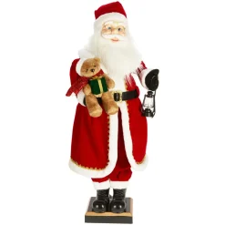 Personnage, Objet Grand Format|Père Noël, Animaux Et Personnage|KOOPMAN Automate musical et lumineux (H110 cm) Papa Noël et ourson Rouge