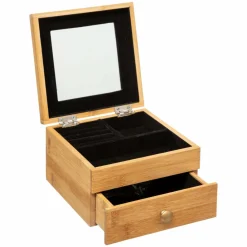 Objet Déco|5 Five Simply Smart Boite à bijoux en bambou et velours (15 x 15 cm) Loa Bois