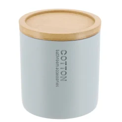 Accessoire Salle De Bain|TENDANCE Boite à coton Purebamboo Bleu clair