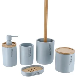 Accessoire Salle De Bain|TENDANCE Boite à coton Purebamboo Bleu clair