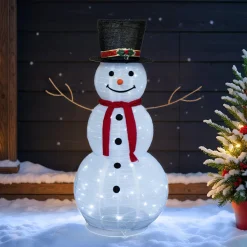 Personnage, Objet Grand Format|Père Noël, Animaux Et Personnage|FEERIC LIGHTS Bonhomme de neige lumineux 100 LED (H120 cm) Stan Blanc froid