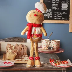 Père Noël, Animaux Et Personnage|KAEMINGK Bonhomme pain d'épices debout (H57 cm) Camille écharpe Rouge