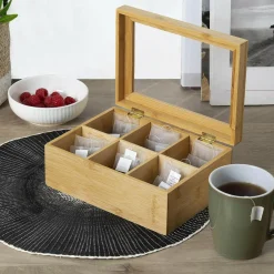 Rangement Et Organisateur|ATMOSPHERA Boîte à thé bambou (22 x 15 cm) Siao Naturel