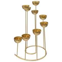 Bougie Et Photophore|FEERIC LIGHTS Bougeoir en métal 9 bougies (H35 cm) Spirale Dé Or