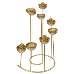 Bougie Et Photophore|FEERIC LIGHTS Bougeoir en métal 9 bougies (H35 cm) Spirale Dé Or