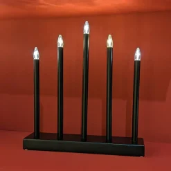 Bougie Et Photophore|KAEMINGK Bougeoir lumineux à piles 5 LED (H40 cm) Christmas Blanc chaud