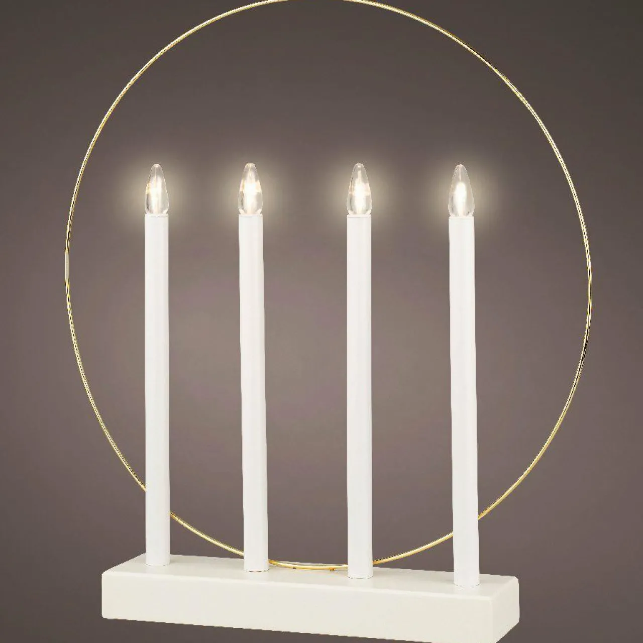 Déco Et Objet De Noël|KAEMINGK Bougeoir lumineux à piles 4 LED (H40 cm) Cercle Blanc chaud