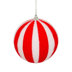 Boule De Noël|JJA Boule de Noël (D100 mm) Rayures et Blanc Rouge