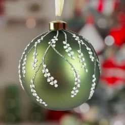 Boule De Noël|KAEMINGK Boule de Noël en verre (D120 mm) Tombée de neige Vert romarin