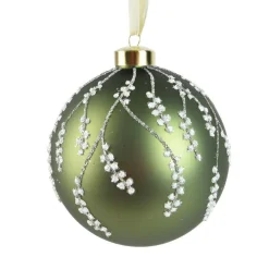 Boule De Noël|KAEMINGK Boule de Noël en verre (D120 mm) Tombée de neige Vert romarin