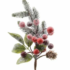 Branches Artificielles|KAEMINGK Branche de sapin et baies (20 cm) Epinea Vert enneigé Sapin enneigé