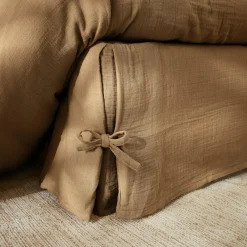 Protection De Literie|EMINZA Cache-sommier Gaze de coton (160 x 200 cm) Gaïa Camel