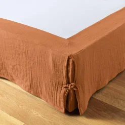 Protection De Literie|EMINZA Cache-sommier Gaze de coton (180 x 200 cm) Gaïa Abricot
