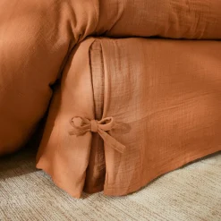 Protection De Literie|EMINZA Cache-sommier Gaze de coton (160 x 200 cm) Gaïa Abricot