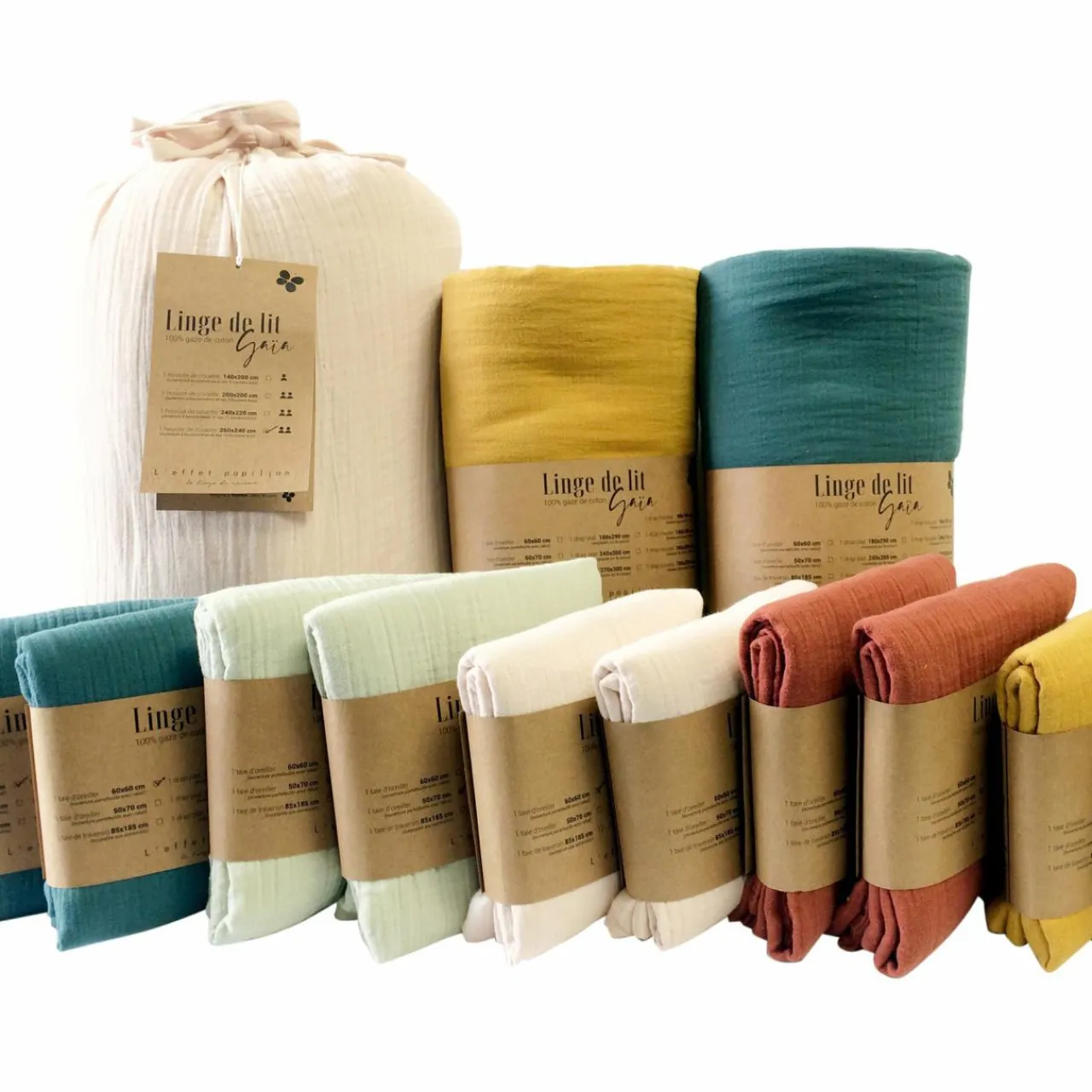 Protection De Literie|EMINZA Cache-sommier Gaze de coton (160 x 200 cm) Gaïa Rose poudré