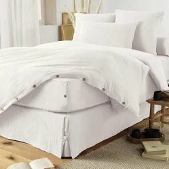 Protection De Literie|EMINZA Cache-sommier Gaze de coton (90 x 190 cm) Gaïa chantilly Blanc