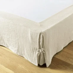 Protection De Literie|EMINZA Cache-sommier Gaze de coton (180 x 200 cm) Gaïa pampa Beige