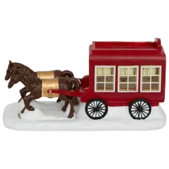 Personnage Et Accessoire Pour Village|JJA Calèche et chevaux (H9 cm) pour village de Noël Rouge