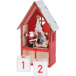 Déco Et Objet De Noël|KOOPMAN Calendrier de l'Avent lumineux Maison du Père Noël Rouge