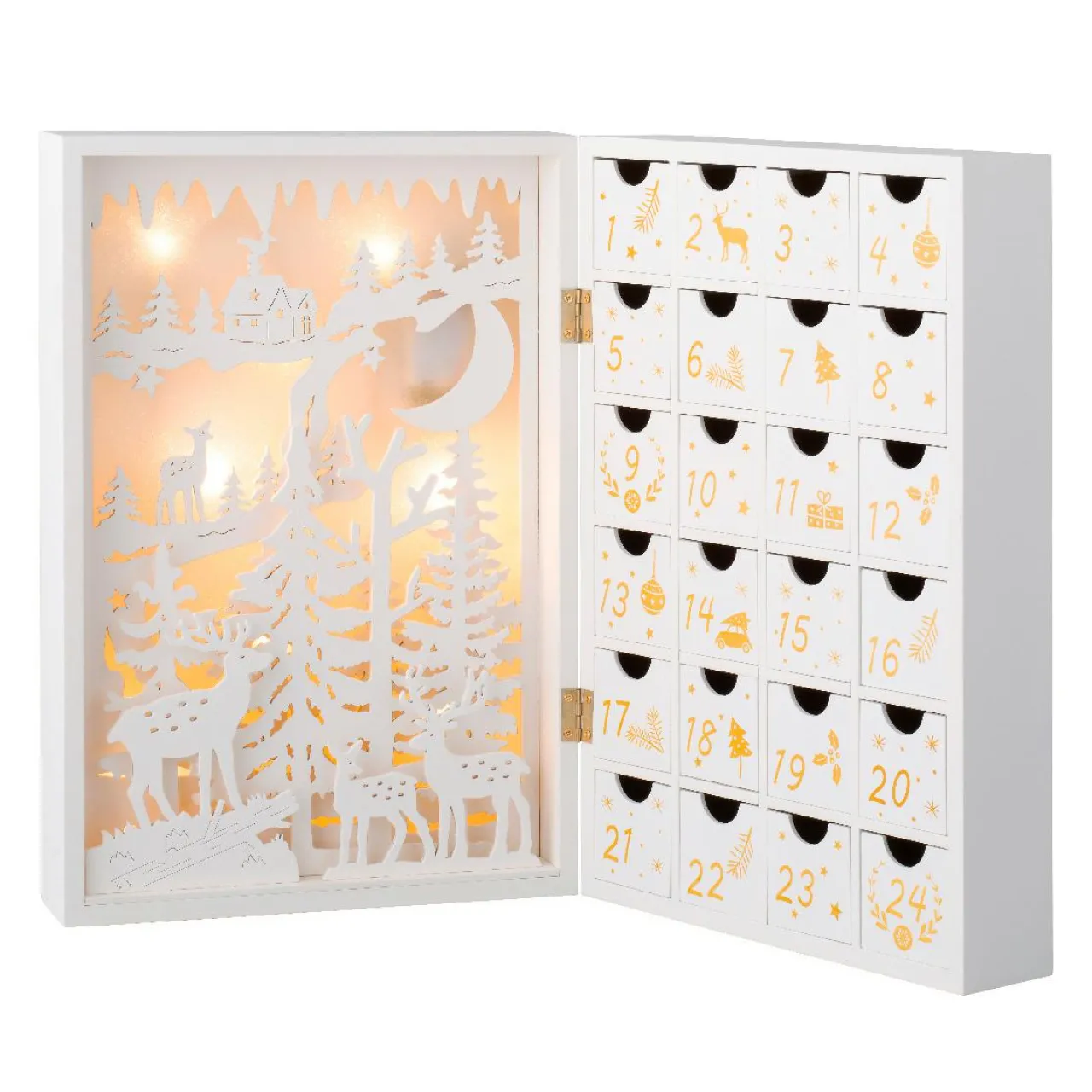 Déco Et Objet De Noël|KAEMINGK Calendrier de l'Avent lumineux à remplir Paysage de Noël Nordique Blanc