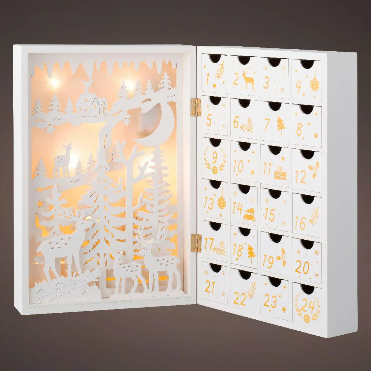 Déco Et Objet De Noël|KAEMINGK Calendrier de l'Avent lumineux à remplir Paysage de Noël Nordique Blanc