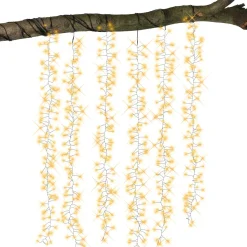 Guirlande Lumineuse|KAEMINGK Cascade lumineuse 1 m 600 Micro LED câble noir 6 Descentes Blanc chaud doré Blanc chaud doré - câble noir