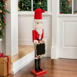 Personnage, Objet Grand Format|Père Noël, Animaux Et Personnage|JJA Casse-noisette en bois (H90 cm) Ambroise et son ardoise Rouge