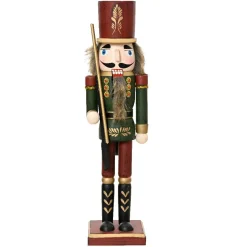 Père Noël, Animaux Et Personnage|KAEMINGK Casse-noisette en bois (H50 cm) Timothé la royauté Vert et Bordeaux