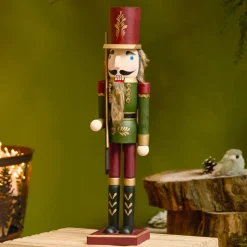 Père Noël, Animaux Et Personnage|KAEMINGK Casse-noisette en bois (H50 cm) Timothé la royauté Vert et Bordeaux