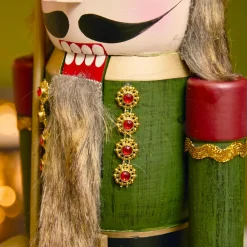 Père Noël, Animaux Et Personnage|KAEMINGK Casse-noisette en bois (H50 cm) Timothé la royauté Vert et Bordeaux