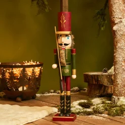 Père Noël, Animaux Et Personnage|KAEMINGK Casse-noisette en bois (H76 cm) Timothé la royauté Vert et Bordeaux