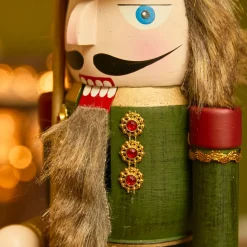 Père Noël, Animaux Et Personnage|KAEMINGK Casse-noisette en bois (H38 cm) Timothé la royauté Vert et Bordeaux