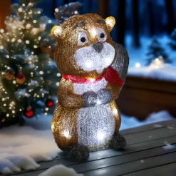 Déco Et Objet Lumineux|JJA Castor lumineux solaire 18 LED (H27 cm) Nector Blanc froid Marron