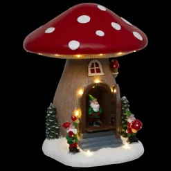 Village De Noël Lumineux|JJA Champignon lumineux, musical et animé (H21 cm) Maison du lutin Multicolore