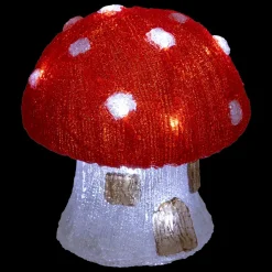 Déco Et Objet Lumineux|JJA Champignon lumineux solaire 30 LED (H21 cm) Forêt magique Blanc froid Rouge