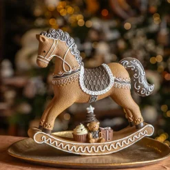 Déco De Table|Déco Et Objet De Noël|KAEMINGK Cheval à bascule (H20 cm) Biscuit Pain d'épices Marron