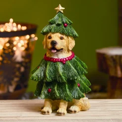 Père Noël, Animaux Et Personnage|KAEMINGK Chien décoratif (H24 cm) Labrador en sapin Vert