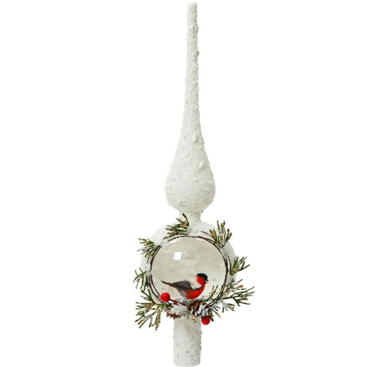 Cimier De Sapin|KAEMINGK Cimier de sapin en verre Moineau sauvage enneigé Blanc