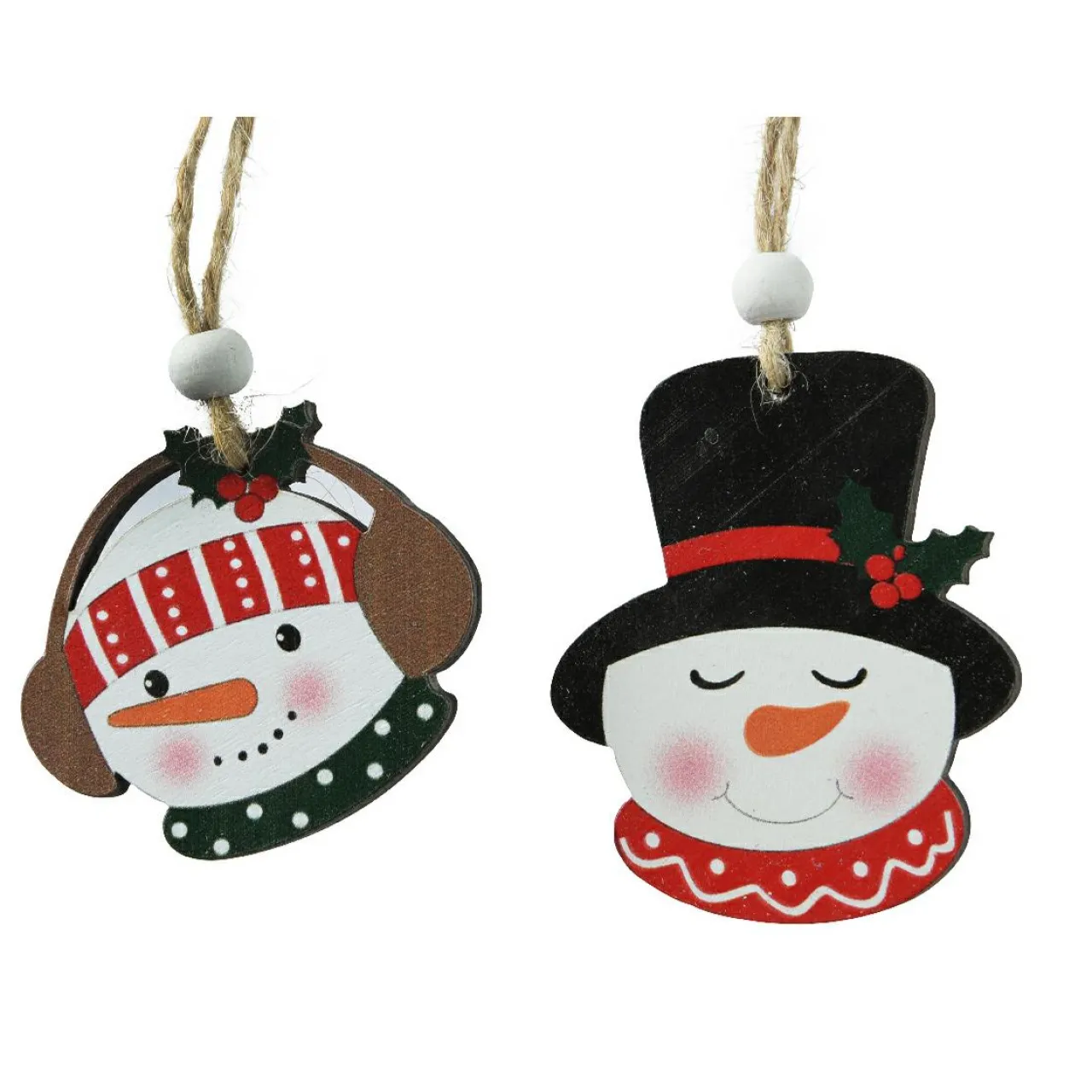 Décoration De Sapin|KAEMINGK Coffret de 8 suspensions en bois (H13 cm) Les Bonhommes de neige Joyeux Multicolore