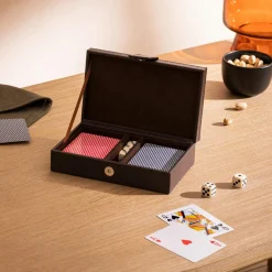 Objet Déco|Atmosphera, cru017dateur d'intu017drieur Coffret jeu Cartes bois (19 cm) Jule Marron
